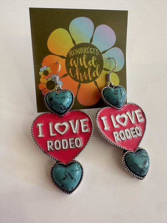 I LOVE RODEO HEART EARRINGS