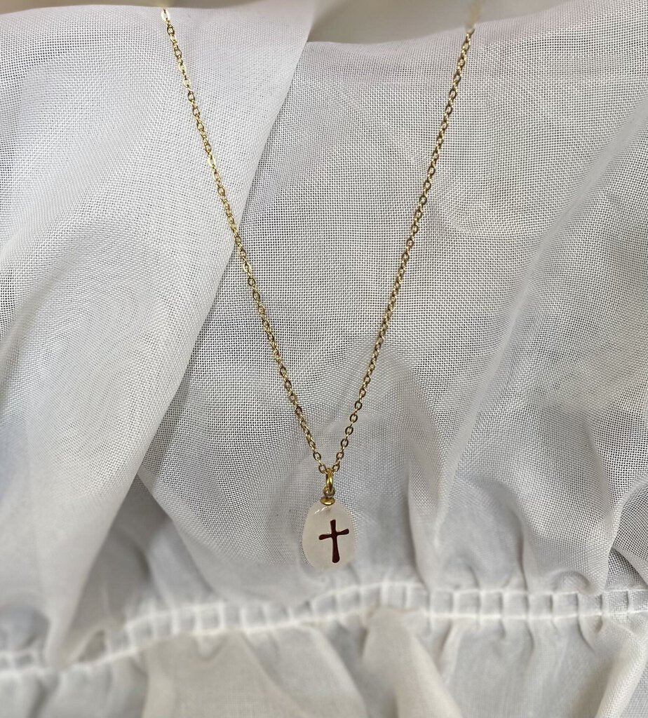 ROSEY CROSS NECKLACE