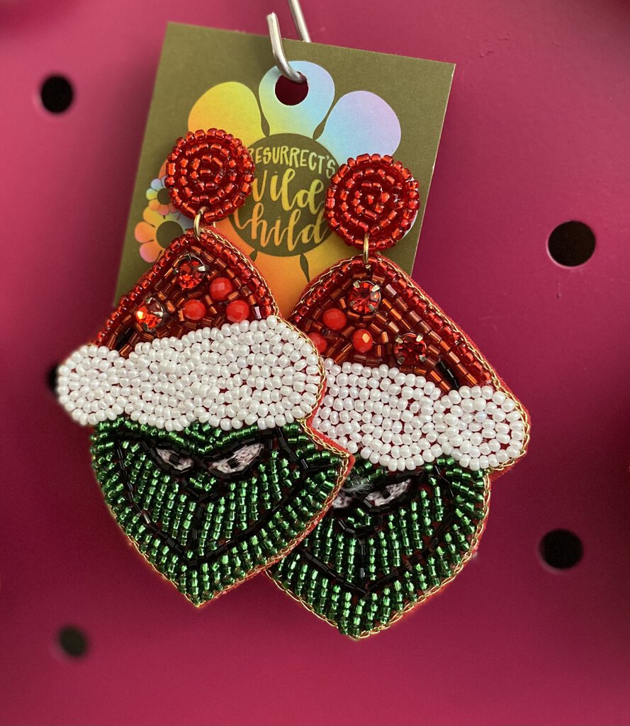 SEED BEAD GRINCH EARRINGS