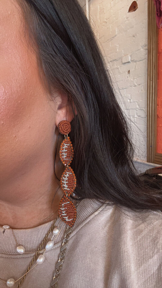 SEED BEAD FOOTBALL EARRINGS