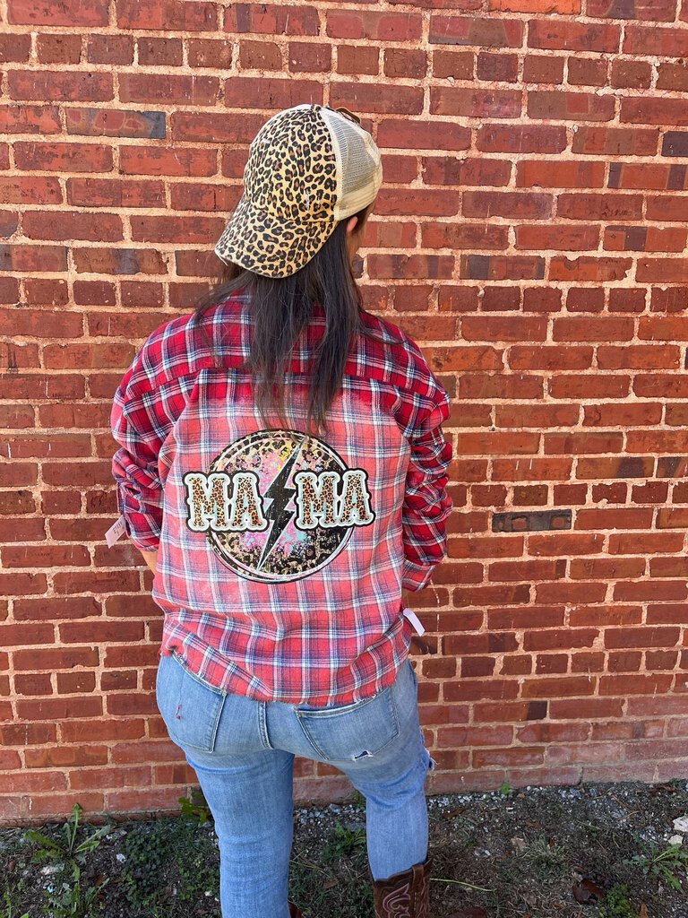 DISTRESSED MAMA CHEETAH FLANNEL