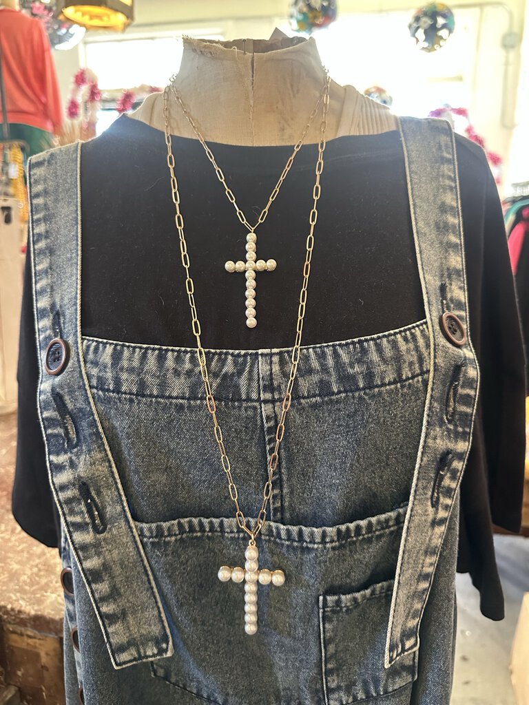 PEARL CROSS NECKLACE