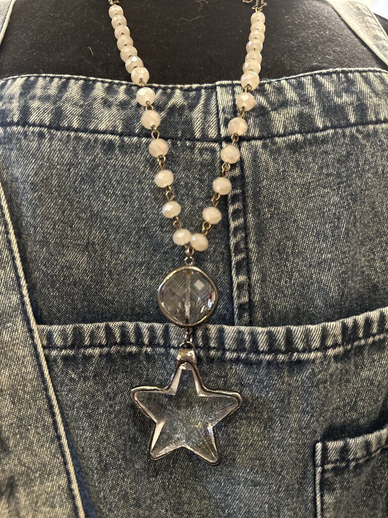 BEADED STONE STAR NECKLACE