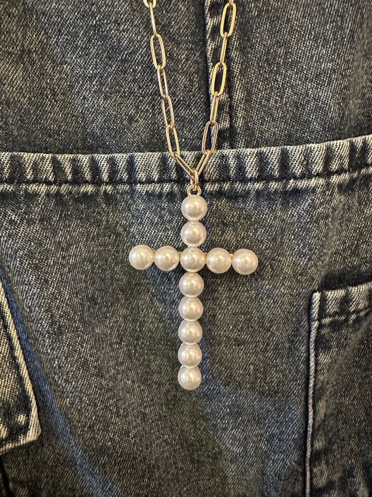 PEARL CROSS NECKLACE